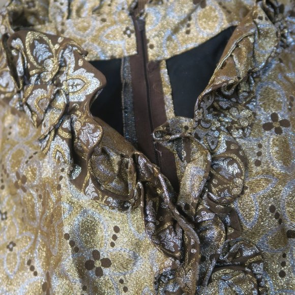 Vintage Retro Gold Metallic with Ruffles Romper - Handmade size Medium - Picture 9 of 10